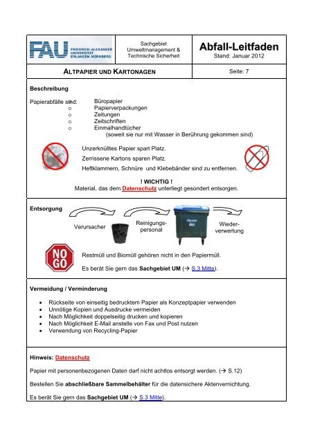 Abfall- Leitfaden - Sachgebiet Umweltmanagement und Technische ...