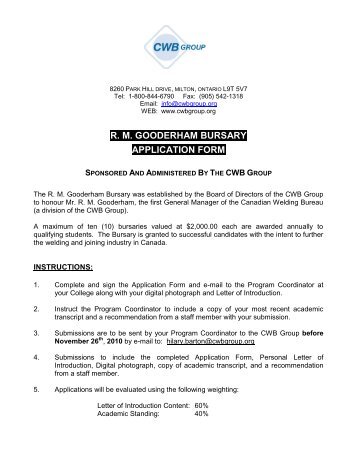rm gooderham bursary application form - CWB Group