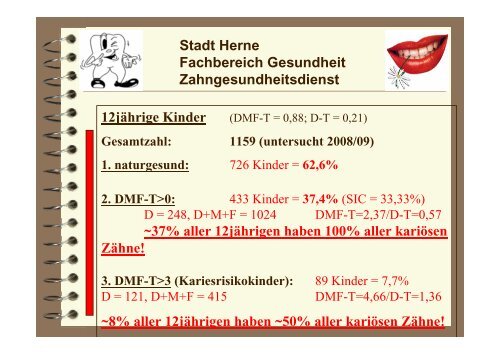 Gesundheitsbericht Zahngesundheit in Herne 2008/2009