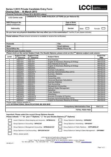 Series 3 2013 Private Candidate Entry Form Closing Date : 18 ...