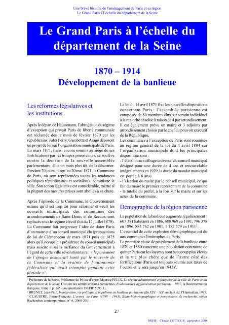 Le Grand Paris Ã  l'Ã©chelle du dÃ©partement de la Seine - Driea