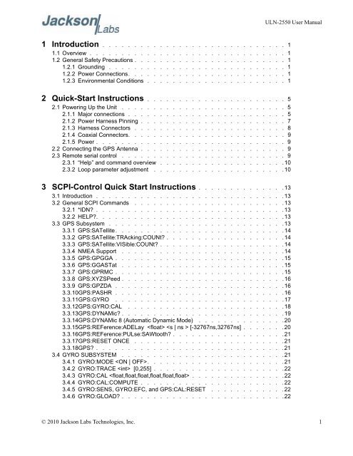ULN-2550 User Manual - Jackson Labs Technologies, Inc.