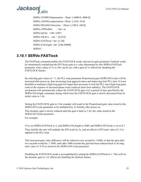 ULN-2550 User Manual - Jackson Labs Technologies, Inc.