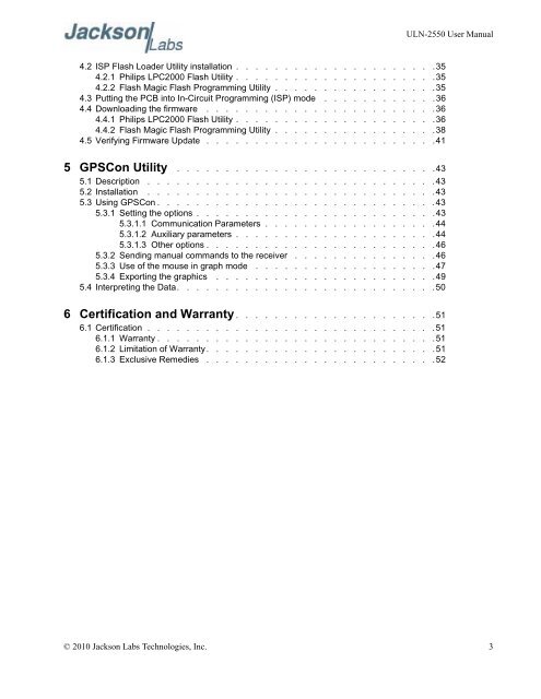 ULN-2550 User Manual - Jackson Labs Technologies, Inc.