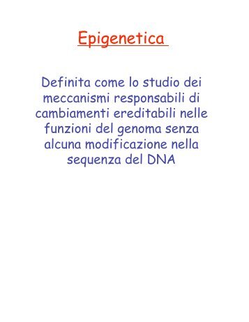 Metilazione del DNA - CusMiBio