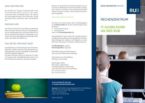 it-ausbildung an der rub - des Rechenzentrums - Ruhr-UniversitÃ¤t ...