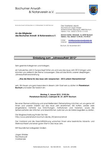 Jahresaufakt 2012 Einladung Mitglieder - Bochumer Anwalt