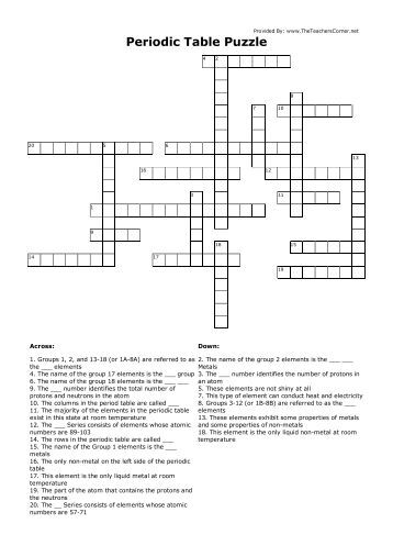 5 atomic number crossword of displayed be can table? a type What information periodic in