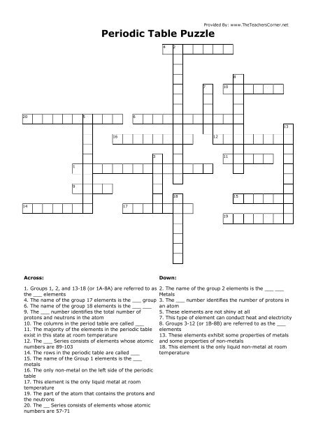 Periodic Table Crossword