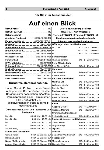 KULTUR- UND TOURIST-INFO - Seelbach, Schutter