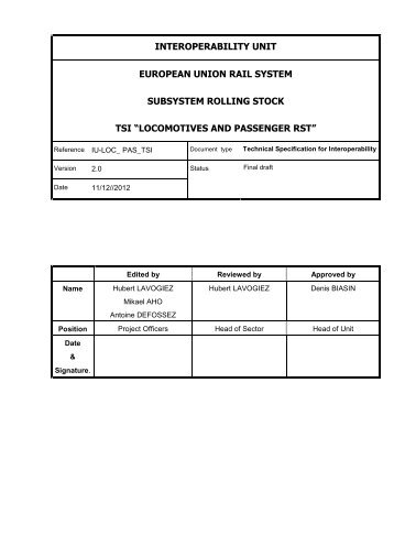 interoperability unit european union rail system subsystem rolling ...