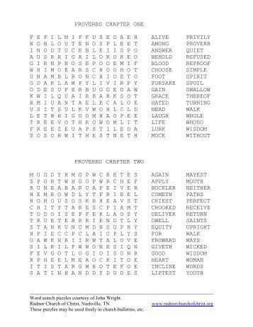 Proverbs Word Search Puzzles - Woodbine Church of Christ