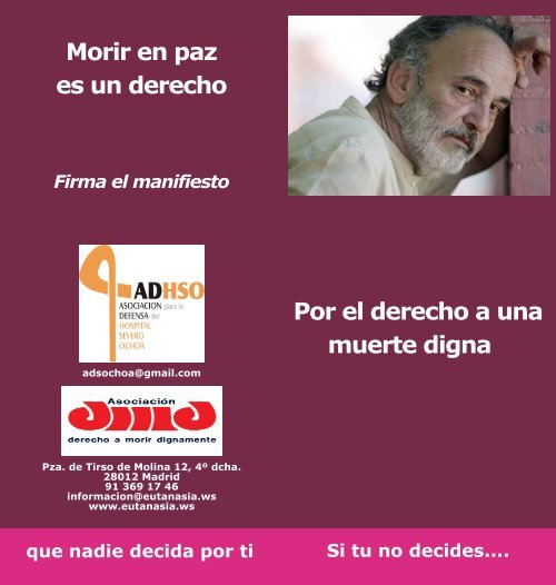 Por el derecho a una muerte digna Morir en paz es un derecho