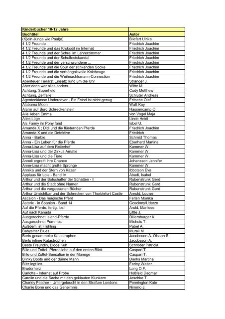 Kinderbucher 10 12 Jahre Seelbach