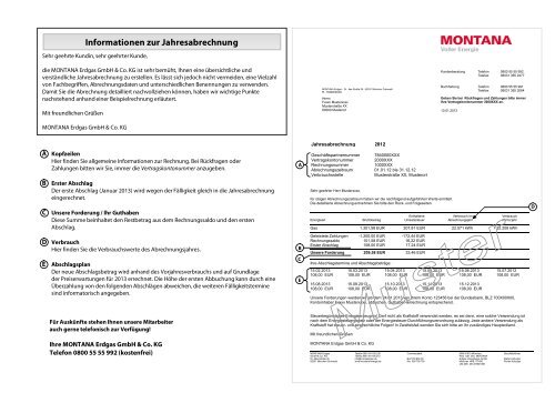 Informationen zur Jahresabrechnung - Montana