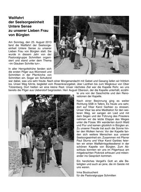 Pfarrblatt Oktober 2013 - Pfarrei Wünnewil-Flamatt