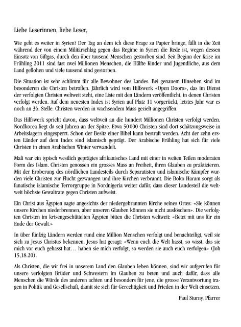 Pfarrblatt Oktober 2013 - Pfarrei Wünnewil-Flamatt