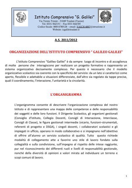 Organigramma 2011-2012 - I.C. âG. Galileiâ Tradate