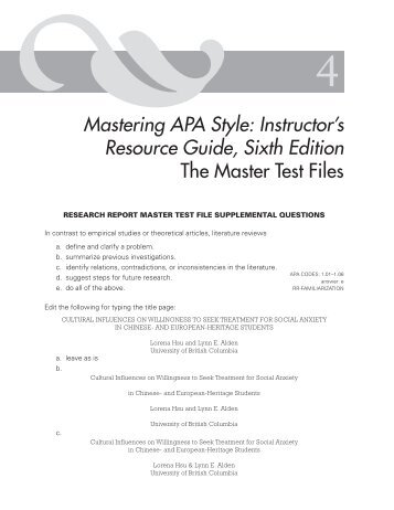 apa style checklist 6 edition