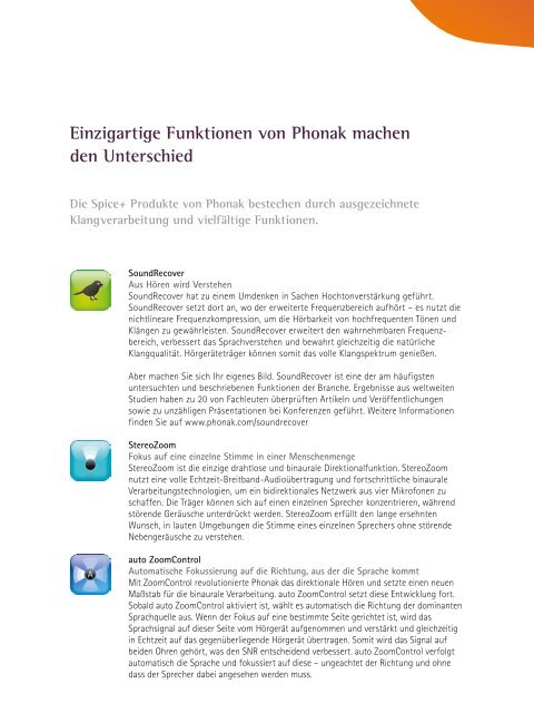 Einzigartige Funktionen von Phonak machen den Unterschied