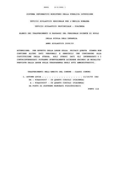 Infanzia - USP di Piacenza