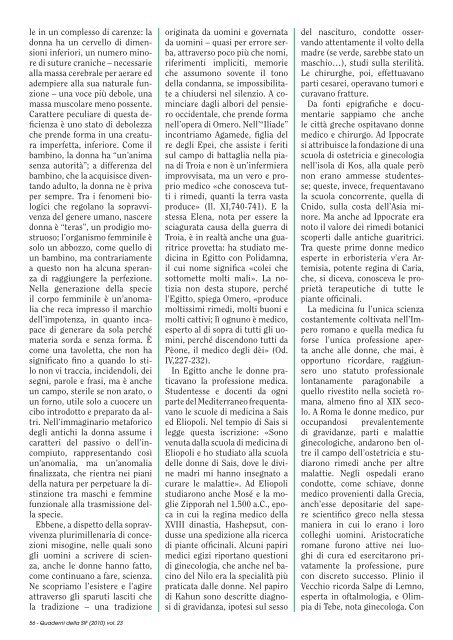 Volume 23 - SETTEMBRE 2010 - La donna nella storia della medicina