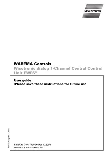 Wisotronic dialog 1-Channel Central Control Unit EWFS - Warema