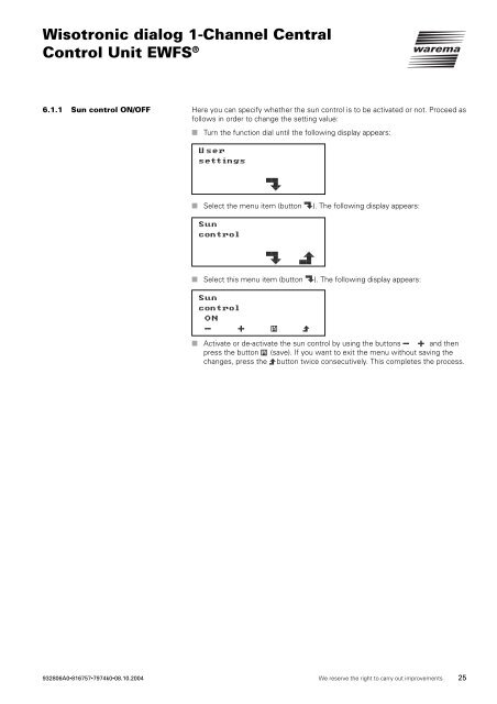 Wisotronic dialog 1-Channel Central Control Unit EWFS - Warema