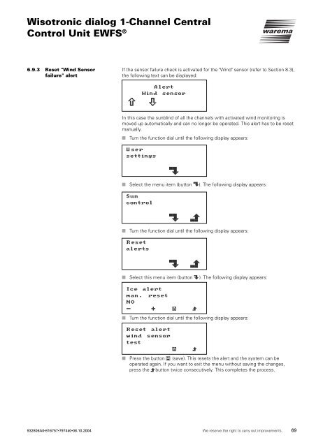 Wisotronic dialog 1-Channel Central Control Unit EWFS - Warema