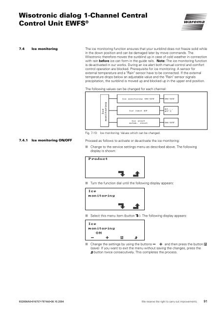 Wisotronic dialog 1-Channel Central Control Unit EWFS - Warema