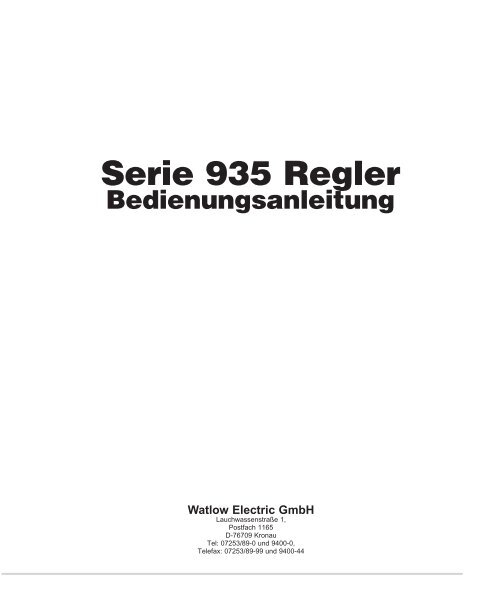 Einbau des SERIE 935 Reglers - Watlow