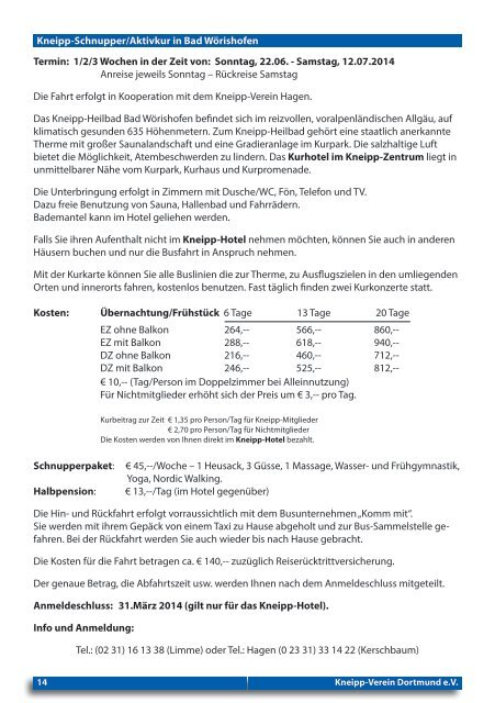 aktuelle Programm - Kneipp Verein Dortmund e.V