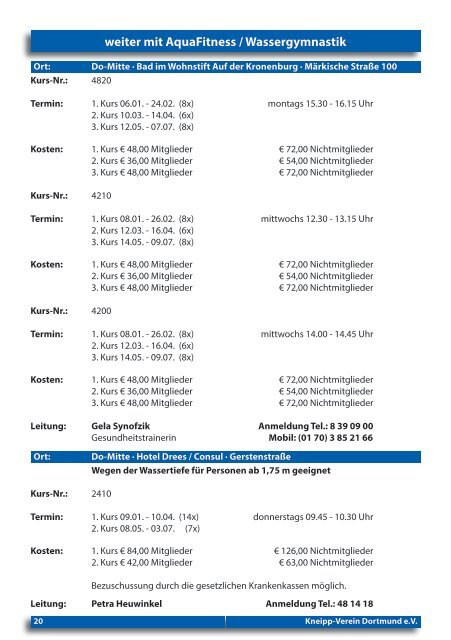 aktuelle Programm - Kneipp Verein Dortmund e.V