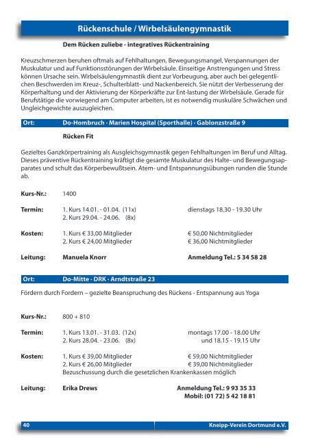 aktuelle Programm - Kneipp Verein Dortmund e.V