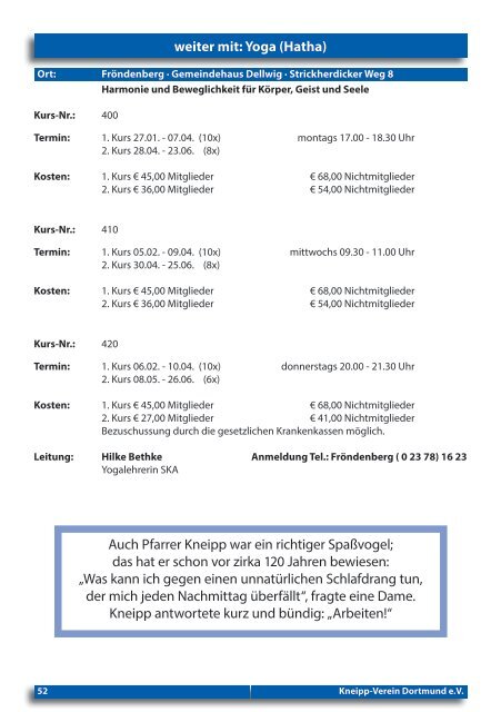 aktuelle Programm - Kneipp Verein Dortmund e.V