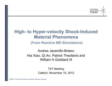 Hypervelocity shock-induced material phenomena - Caltech PSAAP