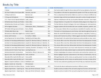 View Math Library Resource List by Title - Bayh College of Education