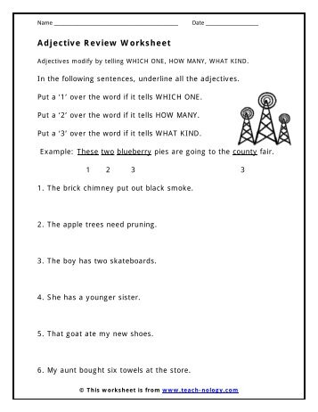 Adjective Review Worksheet - Teach-nology