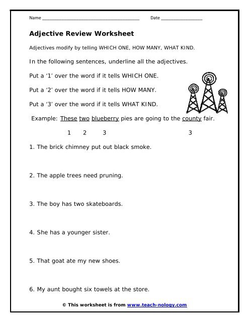 Worksheet Adjective Review Free Printable