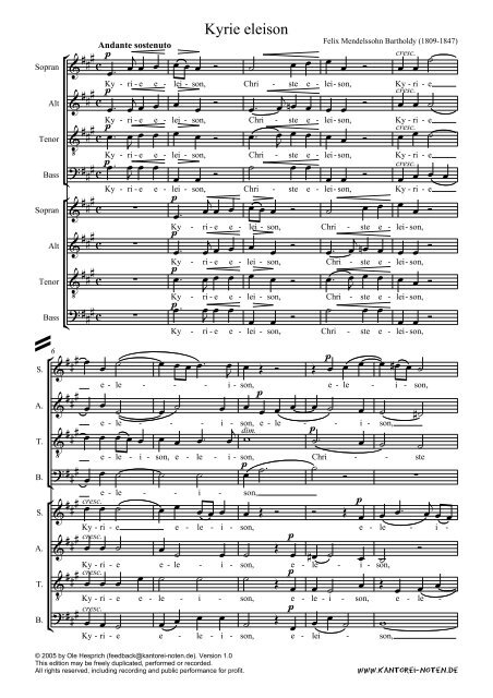 Mendelssohn - Kyrie eleison (SATBSATB) - Kantorei-Noten.de
