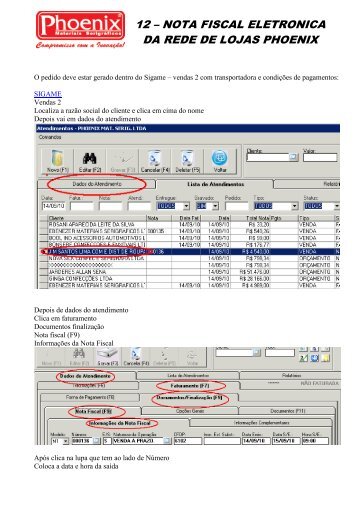 12 - NOTA FISCAL ELETRONICA REDE DE LOJAS PHOENIX