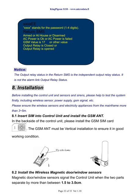 GSM Alarm Control Panel - Microdata Finland Oy