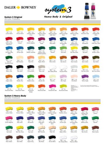 System 3 Original & Heavy Body Colour Chart.pdf - Daler Rowney