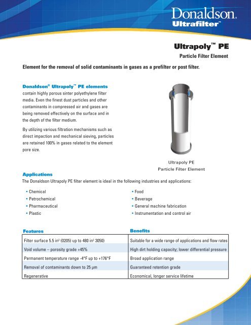 Ultrapoly PE.qxd - Donaldson Company, Inc.