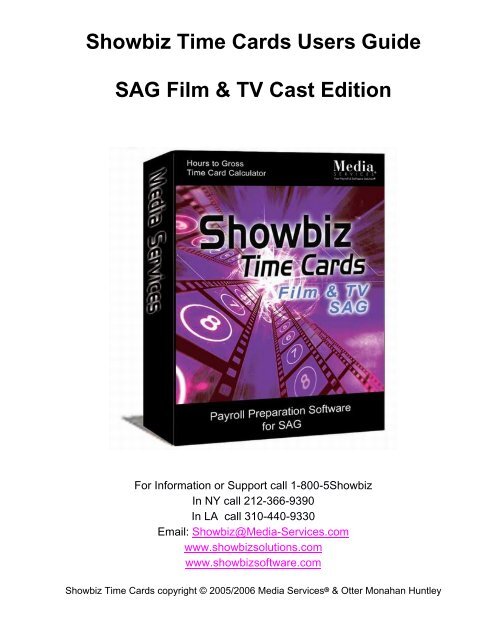 Showbiz Time Cards Users Guide - Showbiz Software