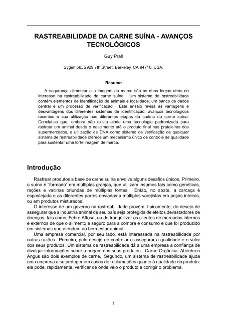 RASTREABILIDADE DA CARNE SUÃNA - Embrapa SuÃ­nos e Aves