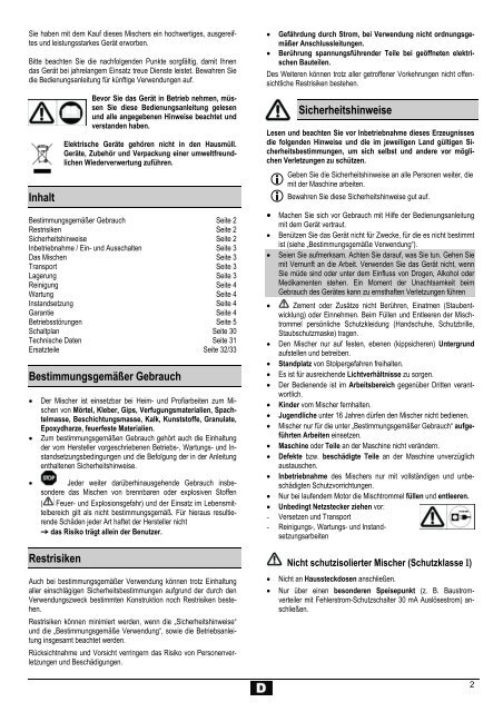 Bedienungsanleitung und Ersatzteile Operating Instructions ... - Atika