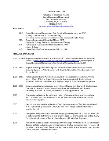 CURRICULUM VITAE - Ecu - East Carolina University