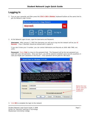 Student Network Login Quick Guide - Waubonsee Community College