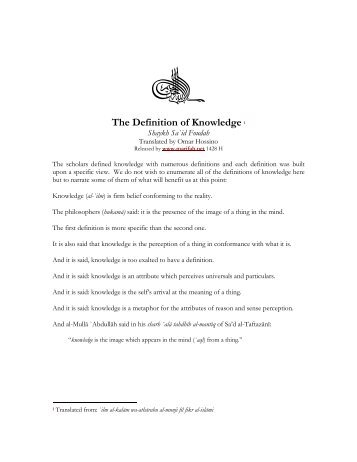 The Definition of Knowledge 1 - ma'rifah